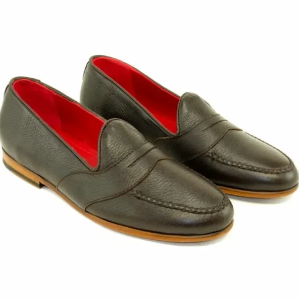 Fashion Alan Payne Barney Deerskin Penny Loafers Brown