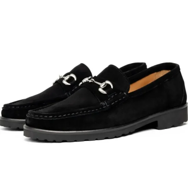alan_payne_wharton_suede__1.webp Discount Alan Payne Wharton Suede Bit Loafers Black