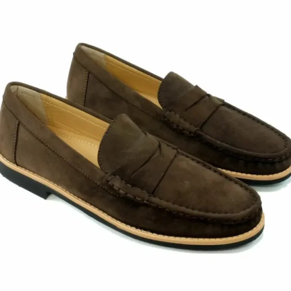 New Alan Payne Worchester Suede Penny Loafers Brown
