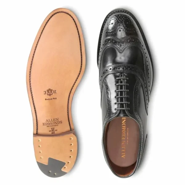 allen_edmonds_cambridge_s_3.webp Clearance Allen Edmonds Cambridge Shell Cordovan Wingtip Dress Shoe (8605) Black