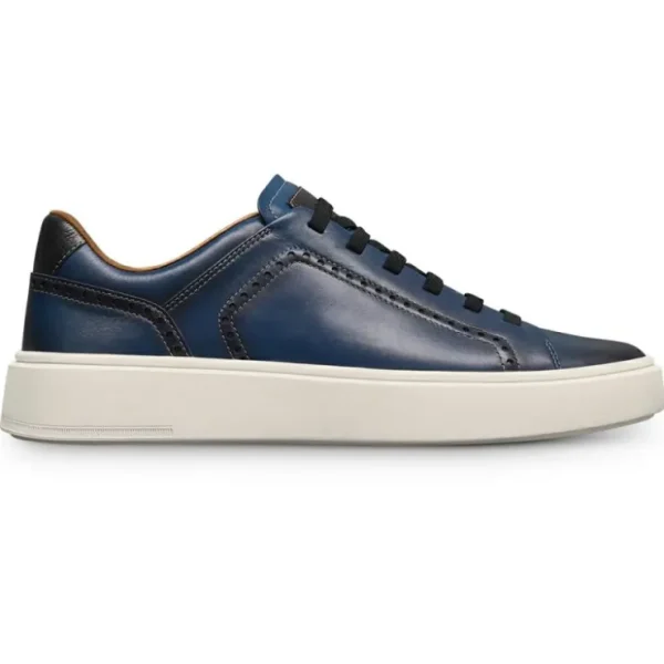 Shop Allen Edmonds Oliver Leather Slip-on Stretch-lace Sneaker (7917) Navy