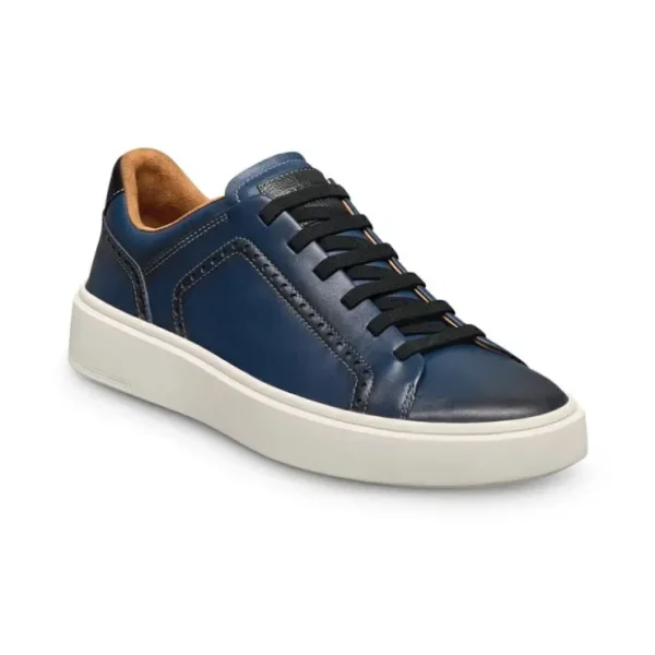 Shop Allen Edmonds Oliver Leather Slip-on Stretch-lace Sneaker (7917) Navy