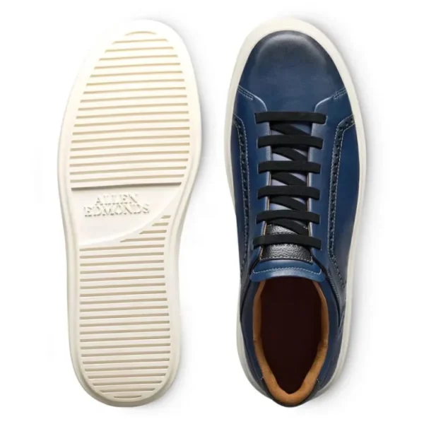 Shop Allen Edmonds Oliver Leather Slip-on Stretch-lace Sneaker (7917) Navy
