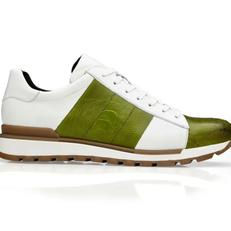 New Belvedere Blake Ostrich Sneakers Lime / White (33629)