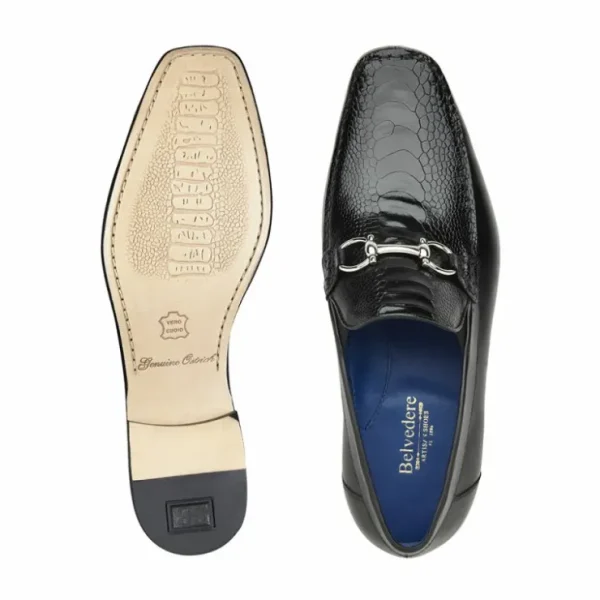 belvedere_bruno_ostrich_a_2.webp Hot Belvedere Bruno Ostrich & Italian Calfskin Shoes (1026) Black