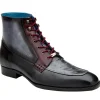 Fashion Belvedere Greco Ostrich & Italian Leather Boots Grey / Burgundy (R79)