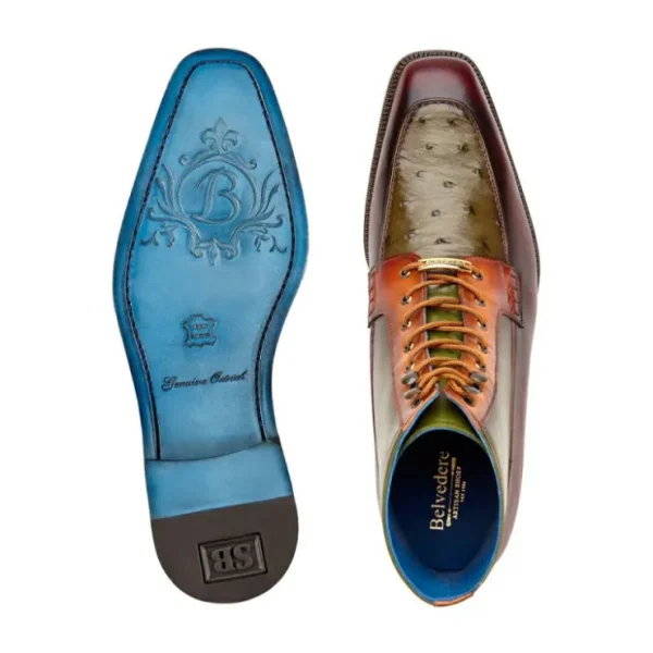belvedere_greco_ostrich_a_4.webp Best Belvedere Greco Ostrich & Italian Leather Boots Ant. Burgundy / Olive / Brandy (R79)