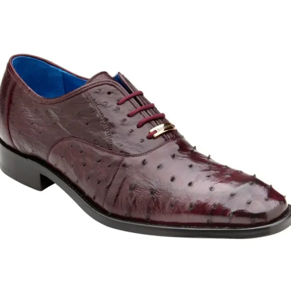Clearance Belvedere Orlando Genuine Ostrich Quill Shoes Antique Dark Burgundy (D01) AntiqueDarkBurgundy