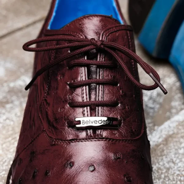Clearance Belvedere Orlando Genuine Ostrich Quill Shoes Antique Dark Burgundy (D01) AntiqueDarkBurgundy