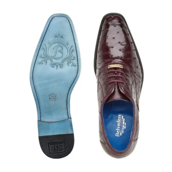 Clearance Belvedere Orlando Genuine Ostrich Quill Shoes Antique Dark Burgundy (D01) AntiqueDarkBurgundy