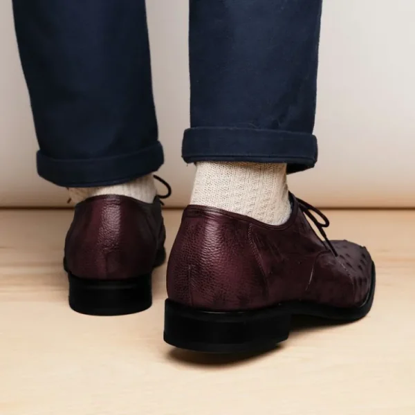 Clearance Belvedere Orlando Genuine Ostrich Quill Shoes Antique Dark Burgundy (D01) AntiqueDarkBurgundy