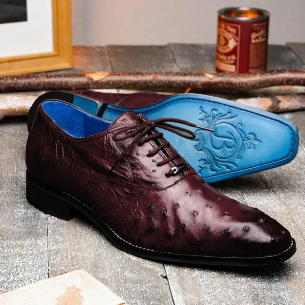 Clearance Belvedere Orlando Genuine Ostrich Quill Shoes Antique Dark Burgundy (D01) AntiqueDarkBurgundy