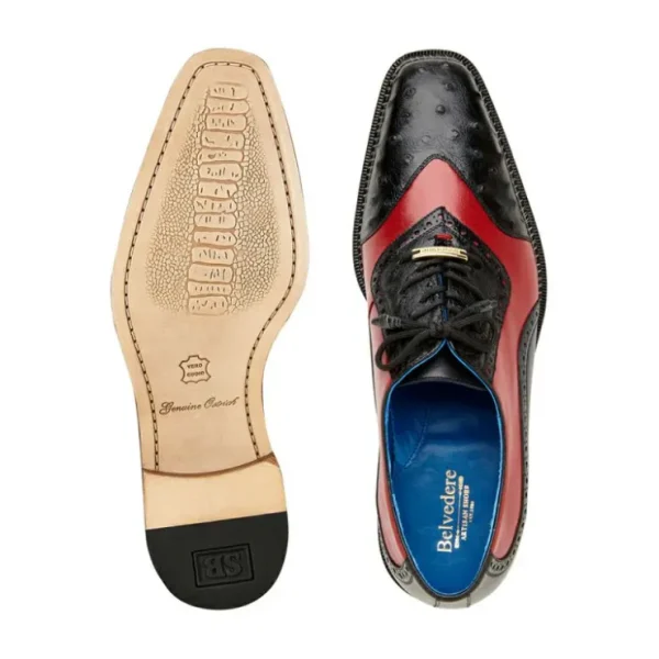 belvedere_sesto_genuine_o_4-2.webp Flash Sale Belvedere Sesto Genuine Ostrich Quill / Italian Leather Shoes Black / Red (R54)