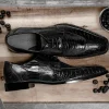 Cheap Belvedere Siena Ostrich Lace Up Shoes (1463) Black