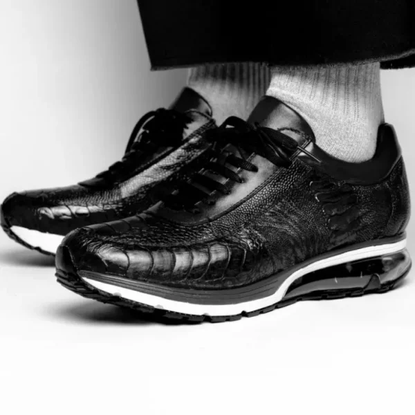 Cheap Belvedere Todd Ostrich Leg Sneakers (E02) Black
