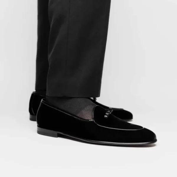 borgioli_by_zelli_arco_ve_7.webp Store Mauri Borgioli by Zelli Arco Velvet Tuxedo Shoes (10-120-BLK) Black