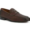 Shop Bruno Magli Manfredo Woven Leather Slip-on Loafers Brown