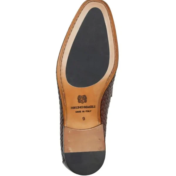 Shop Bruno Magli Manfredo Woven Leather Slip-on Loafers Brown