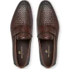 Shop Bruno Magli Manfredo Woven Leather Slip-on Loafers Brown