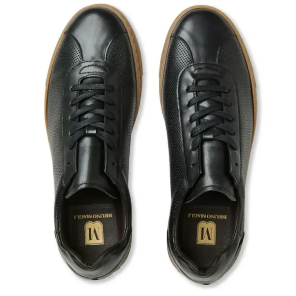 Shop Bruno Magli Nate Leather Sneaker Black