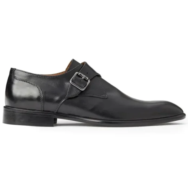 Online Bruno Magli Solero Leather Single Monkstrap Loafers Black