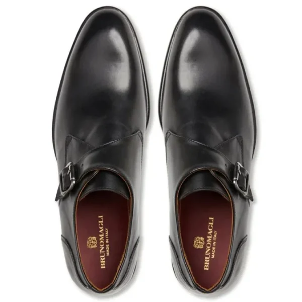 Online Bruno Magli Solero Leather Single Monkstrap Loafers Black