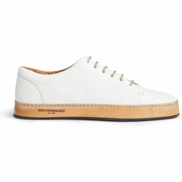 Discount Bruno Magli Trento Leather Court Sneaker White
