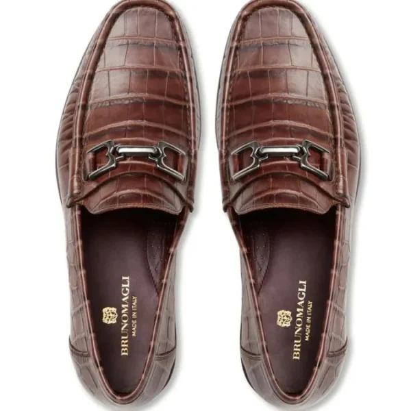 Outlet Bruno Magli Trieste Crocodile Moccasin Brown