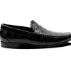 Cheap Calzoleria Toscana 4468 Baby Nile Crocodile Venetian Loafer Black