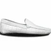 Outlet Calzoleria Toscana 4551 Crocodile Driving Shoes White
