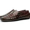 Outlet Calzoleria Toscana 4551 Crocodile Driving Shoes Dark Brown DarkBrown