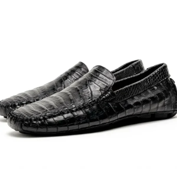calzoleria_toscana__croco_1-8.webp Clearance Calzoleria Toscana 4551 Crocodile Driving Shoes Black