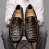 Outlet Calzoleria Toscana 4551 Crocodile Driving Shoes Dark Brown DarkBrown