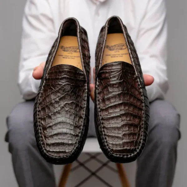 calzoleria_toscana__croco_10.webp Outlet Calzoleria Toscana 4551 Crocodile Driving Shoes Dark Brown DarkBrown