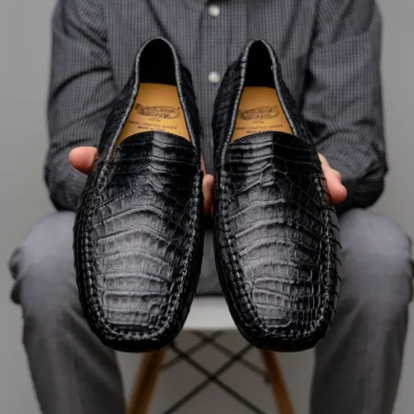 calzoleria_toscana__croco_11-1.webp Clearance Calzoleria Toscana 4551 Crocodile Driving Shoes Black