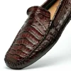 Outlet Calzoleria Toscana 4551 Crocodile Driving Shoes Dark Brown DarkBrown