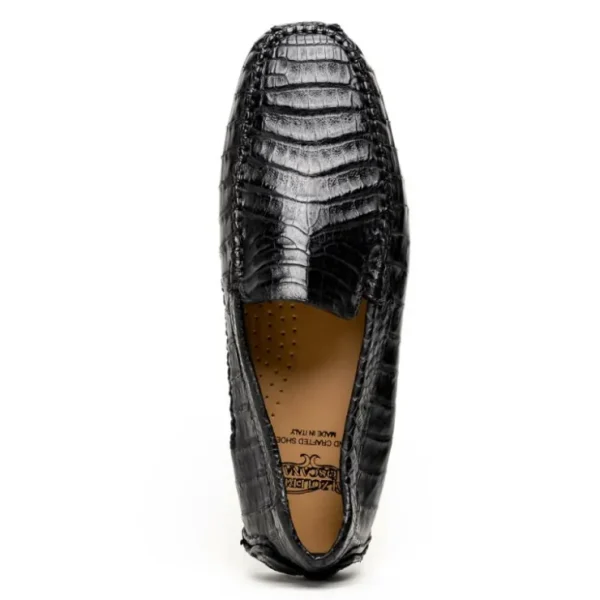 calzoleria_toscana__croco_3-4.webp Clearance Calzoleria Toscana 4551 Crocodile Driving Shoes Black