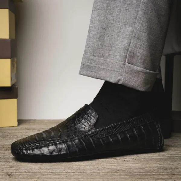 calzoleria_toscana__croco_5-4.webp Clearance Calzoleria Toscana 4551 Crocodile Driving Shoes Black