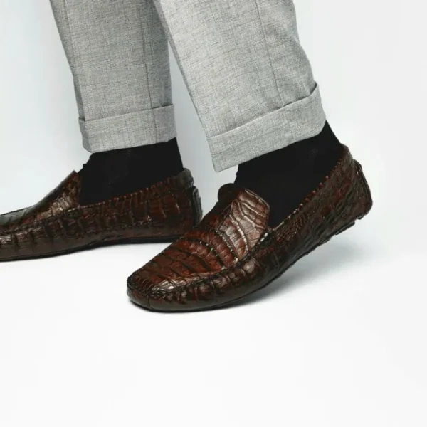 calzoleria_toscana__croco_5.webp Outlet Calzoleria Toscana 4551 Crocodile Driving Shoes Dark Brown DarkBrown