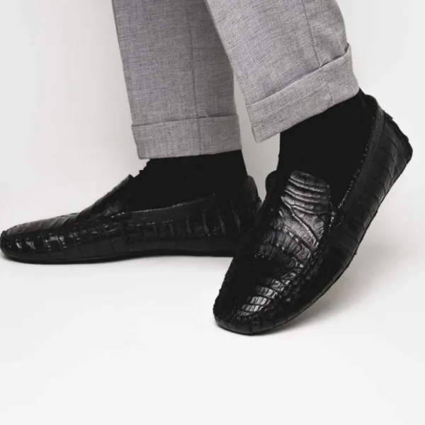calzoleria_toscana__croco_6-4.webp Clearance Calzoleria Toscana 4551 Crocodile Driving Shoes Black