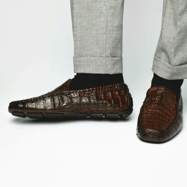calzoleria_toscana__croco_6.webp Outlet Calzoleria Toscana 4551 Crocodile Driving Shoes Dark Brown DarkBrown