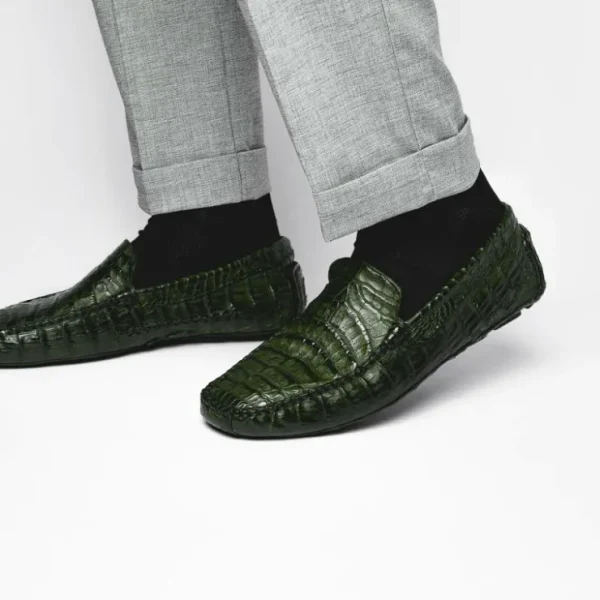 calzoleria_toscana__croco_7-1.webp Outlet Calzoleria Toscana 4551 Crocodile Driving Shoes Green