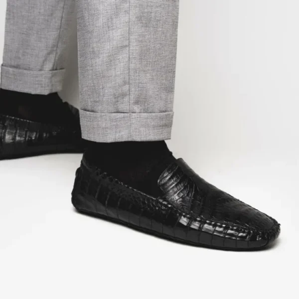 calzoleria_toscana__croco_7-4.webp Clearance Calzoleria Toscana 4551 Crocodile Driving Shoes Black
