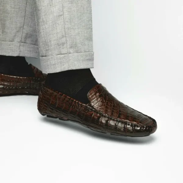 calzoleria_toscana__croco_7.webp Outlet Calzoleria Toscana 4551 Crocodile Driving Shoes Dark Brown DarkBrown