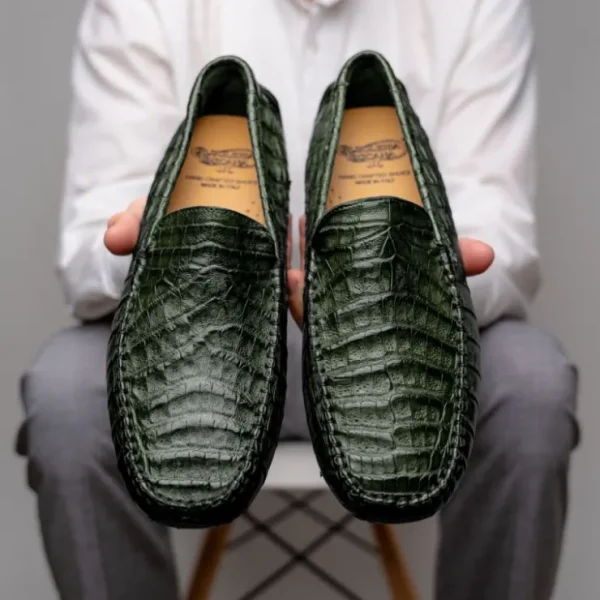 calzoleria_toscana__croco_8-1.webp Outlet Calzoleria Toscana 4551 Crocodile Driving Shoes Green