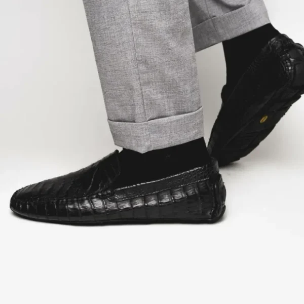 calzoleria_toscana__croco_8-4.webp Clearance Calzoleria Toscana 4551 Crocodile Driving Shoes Black