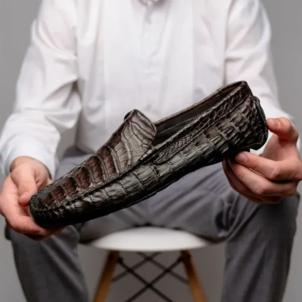 calzoleria_toscana__croco_8.webp Outlet Calzoleria Toscana 4551 Crocodile Driving Shoes Dark Brown DarkBrown