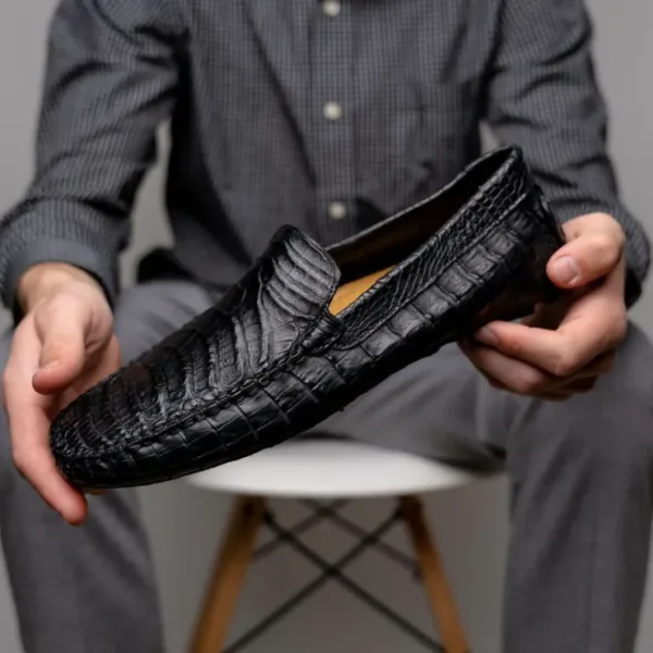 calzoleria_toscana__croco_9-4.webp Clearance Calzoleria Toscana 4551 Crocodile Driving Shoes Black