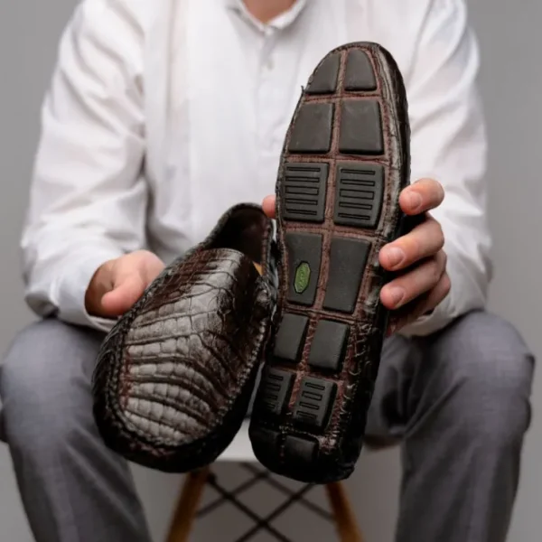calzoleria_toscana__croco_9.webp Outlet Calzoleria Toscana 4551 Crocodile Driving Shoes Dark Brown DarkBrown