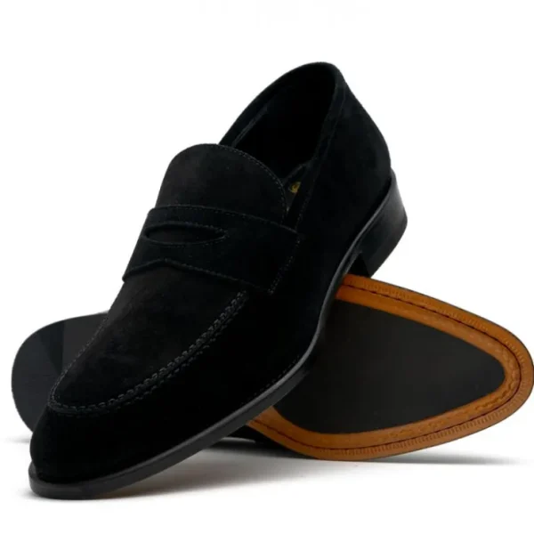 calzoleria_toscana__suede_2.webp Flash Sale Calzoleria Toscana 7730 Suede Penny Loafers Black
